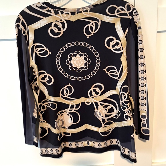 J. McLaughlin Women's Black Khaki Chain Print Catalina Cloth Top in Size S‎ - Picture 2 of 11